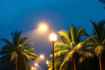 Self Cleaning Streetlight Oil Palm Waste