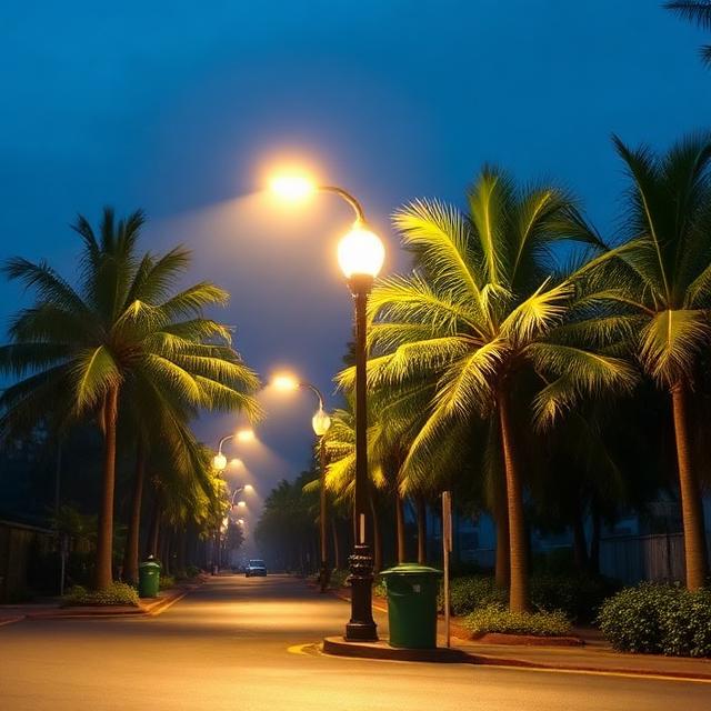 Self Cleaning Streetlight Oil Palm Waste